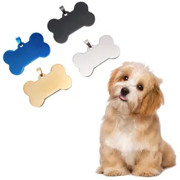 Bone Shape Personalized Dogs Tag Pet Dog Metal Blank Tags Stainless Steel Double Sided Military ID Card Pets Engraved Blanks Tags TH0055