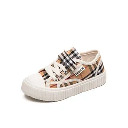 Spring Children Fashion Casual Canvas Print Girls Soft Sone Sone Shoes Plaid Sapatos Tamanho 26-37