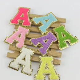 Party Chenille Patch Golden Glitter English Letter Patches Tekstile Alphabet Litery haftowe łatki