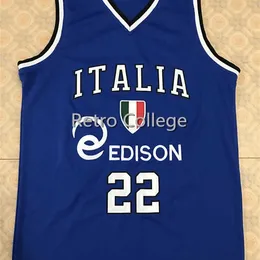 Xflsp 22 Marco Belinelli ITALIEN EUROBASKET TRIKOT CAMISETA CANTECTA BASKETBALL JERSEY BROIDERY STITCHED Anpassat något antal och namntröjor