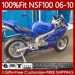 Fiberglass Race Fairings For HONDA NSF100 NSF-100 NSF 100 06 07 08 09 10 Bodywork Glossy Blue 116No.40 NS-F100 2006 2007 2008 2009 2010 Glass fiber Injection Mold Body