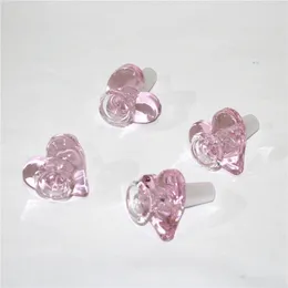 smoking 14mm pink heart shape hookah glass bowl Male Joint tobacco hand bowl piece For Bong Water Pipe oil rig