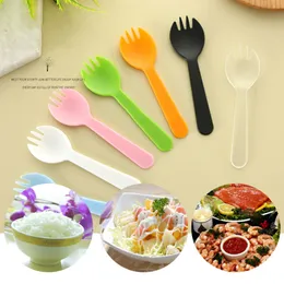 50pcs/set Disposable Plastic Flatware Spoons Forks for Cake Ice Cream Salad Fruit Dessert Soup Tea Coffee Party Cake Baking Shop Supplies