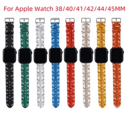 Fashion G Designer Watch Bands cinturino per Apple 38mm 41mm 41mm 42mm 44mm 45mm Iwatch Series 7 6 5 4 3 2 SE Black PU Leather Smart Watchs Smart Band Sostituzione