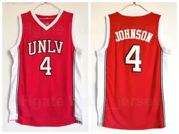 UNLV Running Rebel College 4 Larry Johnson Jerseys University Basketball Red Color Team Oddychany sport czysty bawełniany zszyta i przyszyta doskonałą jakością