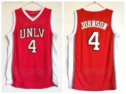 UNLV Running Rebel College 4 Larry Johnson Jerseys University Basketball Red Color Team Oddychany sport czysty bawełniany zszyta i przyszyta doskonałą jakością