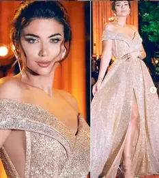 Abiti da sera arabi sexy scintillanti economici 2022 Sweetheart A-line con paillettes Abiti da ballo Eleganti abiti da cerimonia per damigelle d'onore