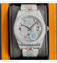 RF 41mm 126334 ETA A2836 Automatisk herrklocka asfalterade diamantuppringningar Arabiska skript Fullt Iced Out 904L Jubileesteel Armbandsmycken Watches TimezoneWatch C3