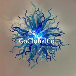 GoGlobalCo Nordic Blue Pendant Lamp Hand Blown Glass Chandelier Art Decoration Hanging Lighting Murano Chandeliers Customized 24 by 32 Inches