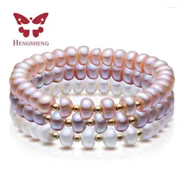 Beaded Strands Top Quality High Luster White Pink Purple Cultured Freshwater Pearl Jewelry Bracelet For Girlfriend Christmas Present 2 Trum2