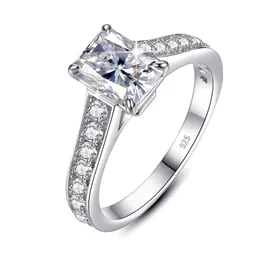 Szjinao 2022 트렌드 100 % 925 스털링 실버 2 CT 6 * 8mm 에메랄드 컷 직사각형 Moissanite 반지 고급 웨딩 쥬얼리 여성 DD