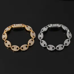 Charm Bracelets 힙합 아이스 아웃 커피 빈 팔찌 샤이스 입방 지르콘 남자 여자 손목 패션 록 보석 펍 쿨 선물 FR239P