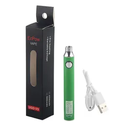 1st Evod UGO V3 Förvärm VV Vaporizer Battery 900 650mAh Variabel Spänning E Cigarett 510 Tråd Vape Pen E-CIG USB-laddare EGO-T MT3 CE4 CE5