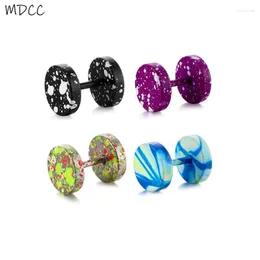 Stud Unique Spray Paint Earrings For Women Men 316 Stainless Steel Post Round Dumbbell Screw Back Pierced Studs Gifts Moni22