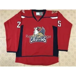 C26 Nik1 # 25 Dylan Larkin Grand Rapids Griffins Black Hockey Jersey Mens Broderi Stitched Skräddarsy något antal och namntröjor