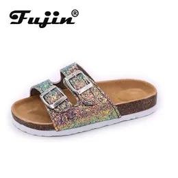 Fujin Summer Platform Breathable Shoes Indoor for Women Med Heels Fashion Slippersフラットボトム因果靴Y200423