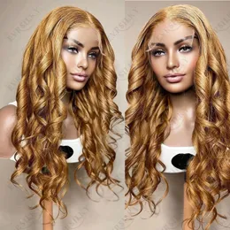 Loose Curly Honey Blonde 360 Lace Front Human Hair Wigs 200 Density Remy Closure Wig With Baby Hairs Pre Plucked For Women