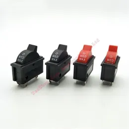 100PCS 10A 250V Black Red Wind Speed Control Button Rocker Switch 3 Positions 3Pin SPDT Switch For Hair dryer T200605