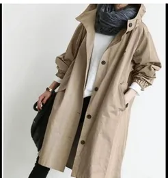 Fashion Womens Trench Coats Hooded Long Spring Autumn Windproof Lady Female Casual Clothes 8 Color Windbreaker Korean Style