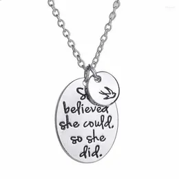 Pendant Necklaces Courage Necklace Faith Handstamped She Believed Could So Did Oval Shape With A Bird For Yourself Elle22