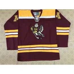 Ceuf Colosseum Minnesota Golden Gophers Maroon Hockey Jersey Embroidery Ticked أي رقم وأسماء القمصان