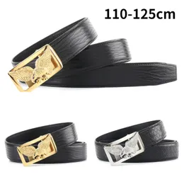 TopSelling 3.4cm genuine leather belt Classic luxury stainless steel automatic buckle belts men's double-sided cowhide leather Eagle Head 3D animal head waistband