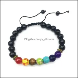 Bracelets de charme 7 Chakra Bracelet Men Black Lava Cura NCE BEADS VÁRIAS COLORES PARA MULHERES REIKI ORAÇÃO BUDDHA NATURANTE STON