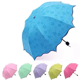 Full Automatic Paraply Rain Women Men 3 Folding Light and Su tble Strong Paraply Kids Rainy Sunny Paraplyer 6 Färger till sjöss ZC1249