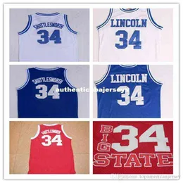 #34 Jesus Shuttlesworth jerseys Lincoln He Got Game Movie Jersey Masculino Red Movie Basketball Jersey Retro Throwbacks Embroid