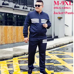 Men's Tracksuits 2022 plus size m- 9xl tracksuit homens conjuntos de letra casual de moda jaqueta com zíper com calça duas peças roupas de roupas esportivas