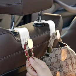 CARFIB 2 Ganci Per Borsa Auto Pieghevoli - In Pelle Nera, Per Poggiatesta Sedile Posteriore - Accessori Interni Auto