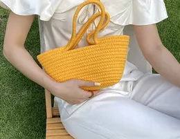 Хлопковая веревка для женских сумочков дизайнер сумки Bohemian Summer Strail Scoom Beach Bags Женские вязаные кошельки сумки