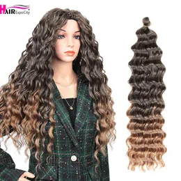 Ocean Wave Twist Crochet Hair Afro Curls Natural Synthetic Braid 24 Inch Deep Flätförlängningar Expo City 220610