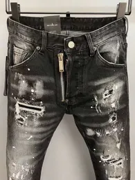 Nya män jeans hål ljusblå mörkgrå Italien varumärke man långa byxor byxor streetwear denim mager smal rak cyklist för högsta kvalitetsstorlek