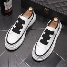Genuine Men Leather Casual Shoes White Platform Shoe Trend Youth Streetwear Breathable Sneakers Chaussure Homme 7015