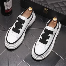 Genuine 2916 Men Casual Leather Shoes White Platform Shoe Trend Youth Streetwear Breathable Sneakers Chaussure Homme