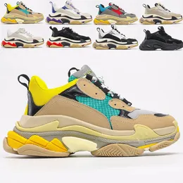 Платформа кроссовки Triple S Vintage Survey спортивные туфли мужские женщины 17FW Paris Black все белые аутентичные Triple-S старый папа тренеров 35-45