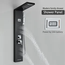 Sistema del pannello della doccia per bagno nero/spazzolato Sistema a parete miscelatore montato a parete massaggio spa del rubinetto della doccia con schermo a temperatura