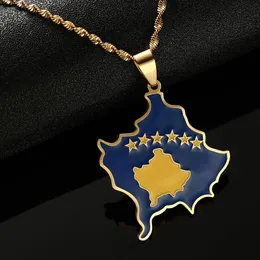 Pendant Necklaces Stainless Steel Enamel Serbia Kosovo Chain For Women Girls Gold JewelryPendant