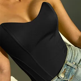 Summer Sexy Satin Cutout Tubs Tops Bustier Kobiety bez ramiączek bez pleców przycięte feminino chude gorset streetwear 220607