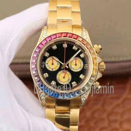 Uxury Watch Date GMT 40mm Caijiamin-2021 Watches U1 Mechanical Quality Mens自動フルステンレス鋼レインボーダイヤモンドベゼル腕時計