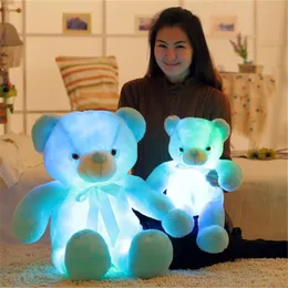 Stuffed Animals toys & plush Cute 30cm LED Colorful Luminous Ribbon Teddy Bear Plush Toy