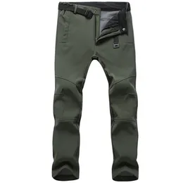 Pantaloni da uomo elasticizzati da uomo impermeabili casual invernali spessi caldi in pile pantaloni di pelle di squalo giacca a vento maschile pantaloni sportivi da uomo tattici 220826