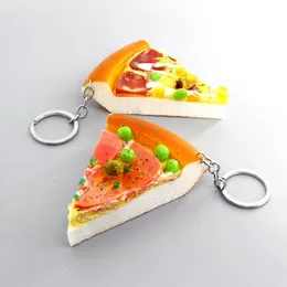 Anahtarlık 1 adet simülasyon pizza yemekleri kadınlar için anahtar zinciri erkek arkadaş hediyesi yaratıcı güzel köpek kek çanta araba anahtar aksesuar anahtarlık anahtarlık anahtarlık jewelrykeycha