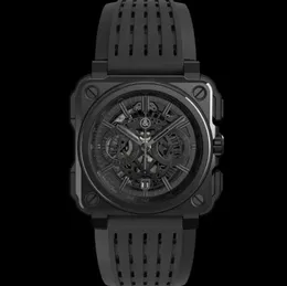 Wristwatches BR Model Sport Rubber Watchband Quartz Bell Luxury Multifunction Watch Business Stainless Steel Man Ross Wristwatch Montre de luxe W-124