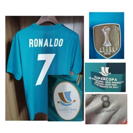 Home Textile 2027 경기 착용 선수 문제 Supercopa Final Ronaldo Jersey Shirt with Estadio Camp Nou Bale benzema Modric Isco Asensio Maillot Soccer Patch