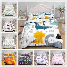 Home Textile 3d Digital Printing Three Piece Set Lovely Cartoon Dinosaur Quilt Cover Bedding