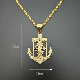 Anhänger Halsketten Hip Hop -Produkt Jesus Anker Halskette Gold Silber Farbe Edelstahl Piraten Navy Haken Männer Schmuckbesitzer RGF3