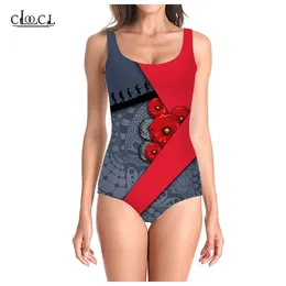 EST Fashion Anzac Day 3D Print Onepiece Badkläder Kvinnor Simning Baddräkt ärmlös Sexig baddräkt 220617