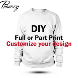 Phantasy DIY Customized Sweatshirt Custom On Demand Hoodies Unisex 3D 승화 프린트 스트리트웨어 드롭 의류 220704